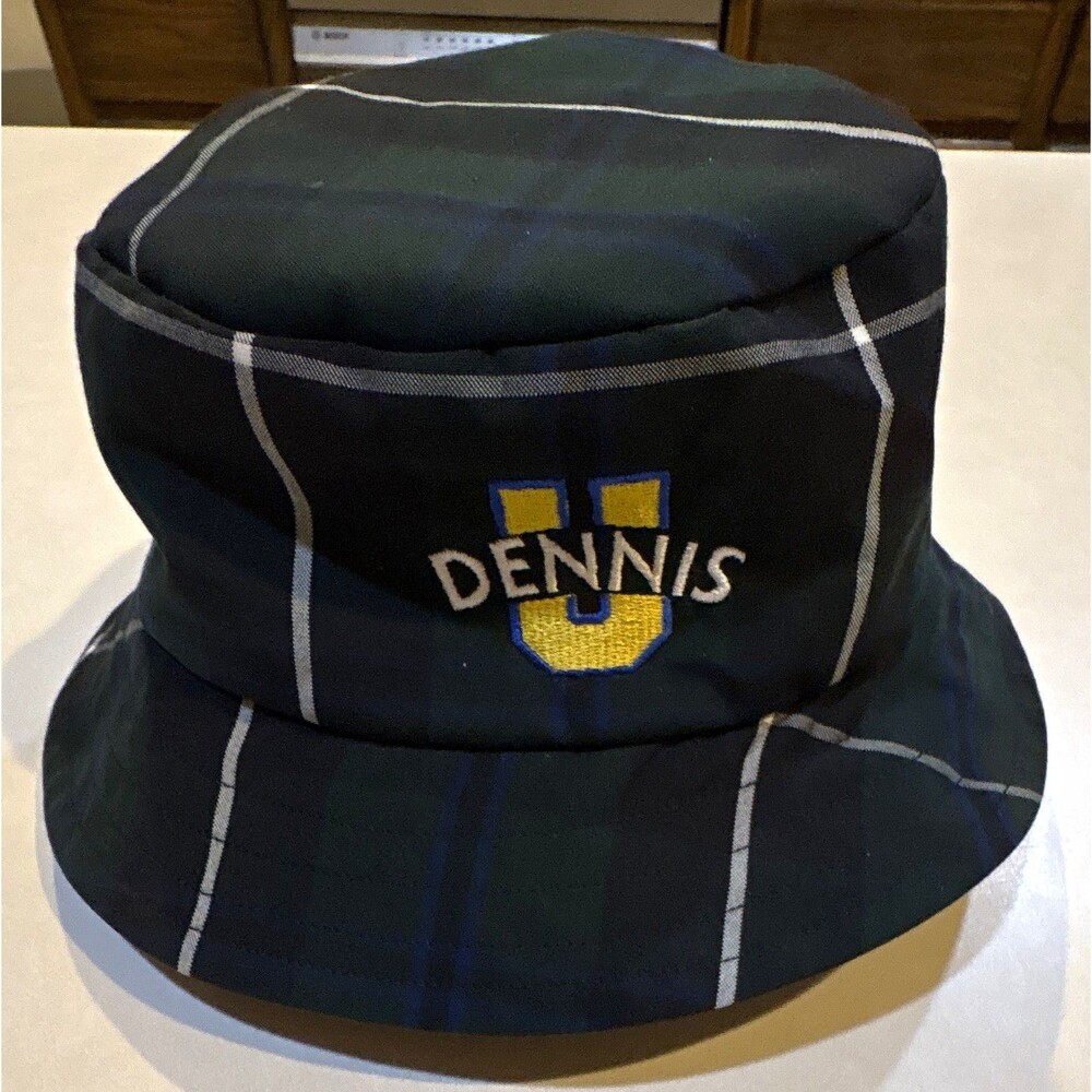 Dennis U Embroidered Plaid Bucket Hat — Black, One Size (5112122-0123)